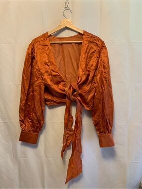 Whimsy + Row Rust-Tone Satin Top